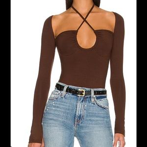 SOLD OUT Superdown Revolve Storme Bodysuit in Chocolate